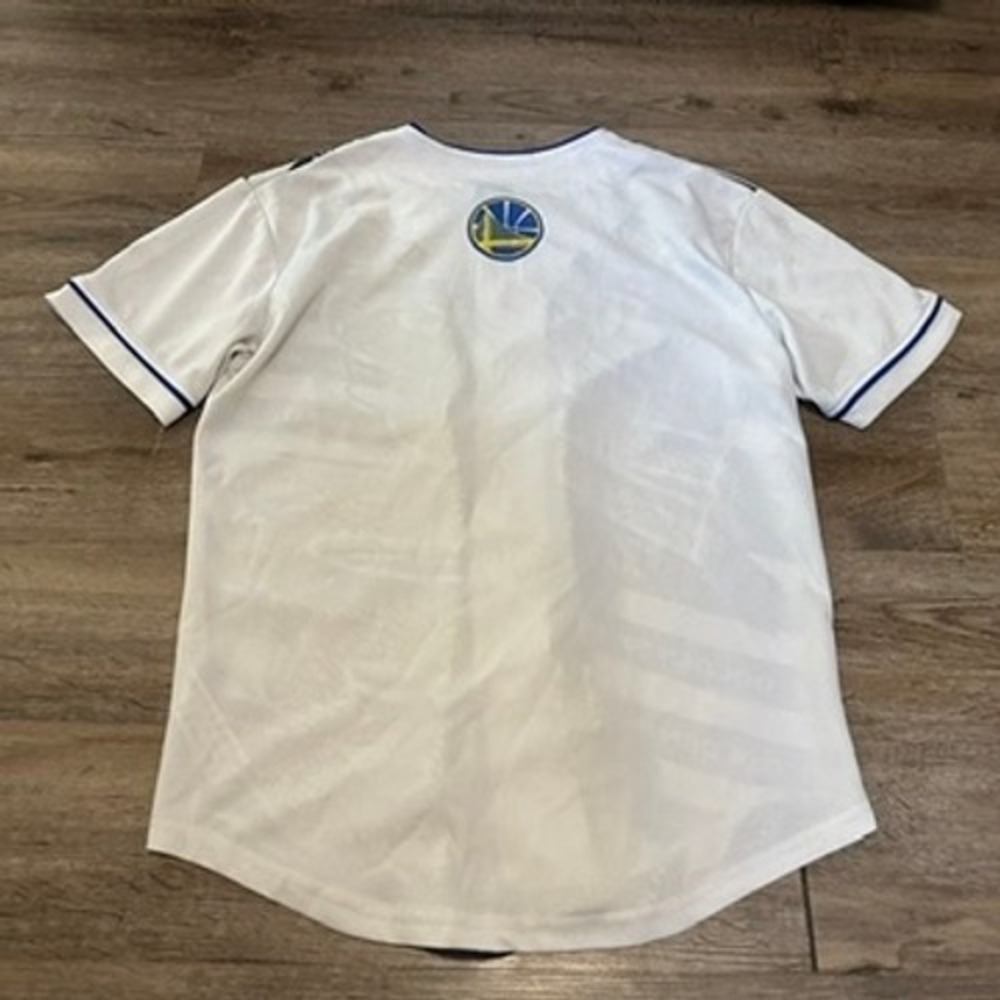 NBA Golden State Warriors Elephant Print Button Down Jersey Men Small White Blue - Picture 6 of 7